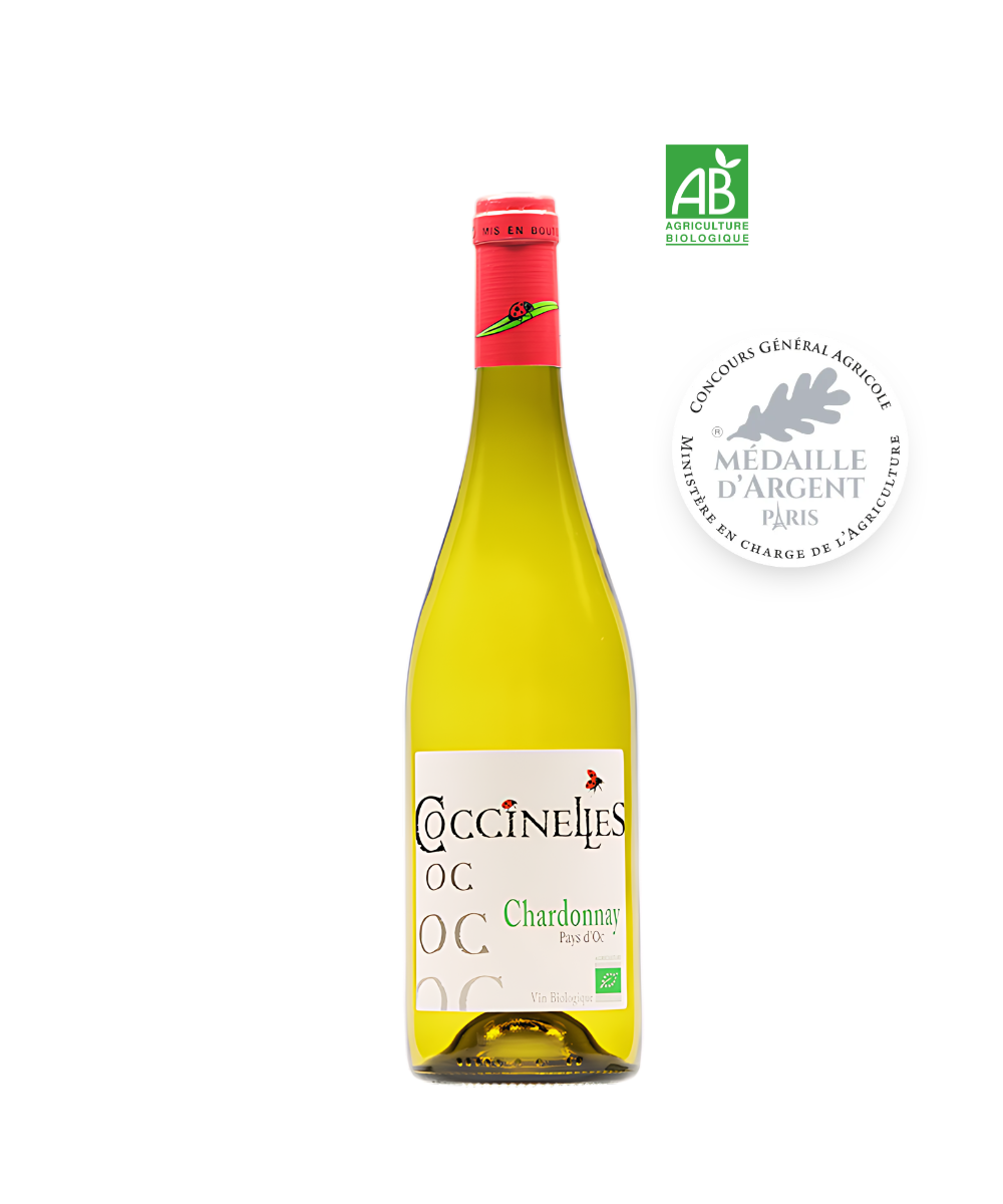 Chardonnay Bio IGP Pays d'Oc - Médaille Argent CGA Paris 2026 - Château des Coccinelles