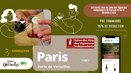 Château des Coccinelles au 48e Salon des Vins des Vignerons Indépendants de Paris, Porte de Versailles, stand J7, du 10 au 13 décembre 2026
