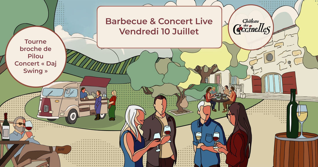 Soirée Tourne-Broche de Pilou & Concert DAJ Swing — Vendredi 10 juillet 2026 · Château des Coccinelles, Domazan (Gard)