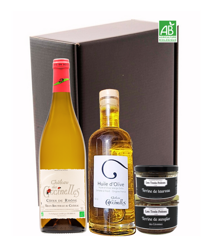 Coffret - Château des Coccinelles : Vin Rosé, Huile d'Olive et Tartinables