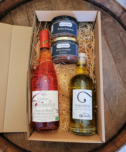 Coffret - Château des Coccinelles : Vin Rosé, Huile d'Olive et Tartinables