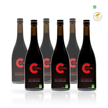 Six bouteilles de Château des Coccinelles Signargues rouge biologique médaille d'Or 75 cl