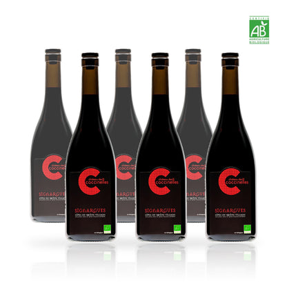 Six bouteilles de Château des Coccinelles Signargues rouge biologique 75 cl