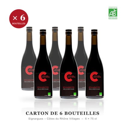 Carton de 6 bouteilles - Château des Coccinelles Signargues rouge biologique Côtes du Rhône Villages - 6 x 75 cl